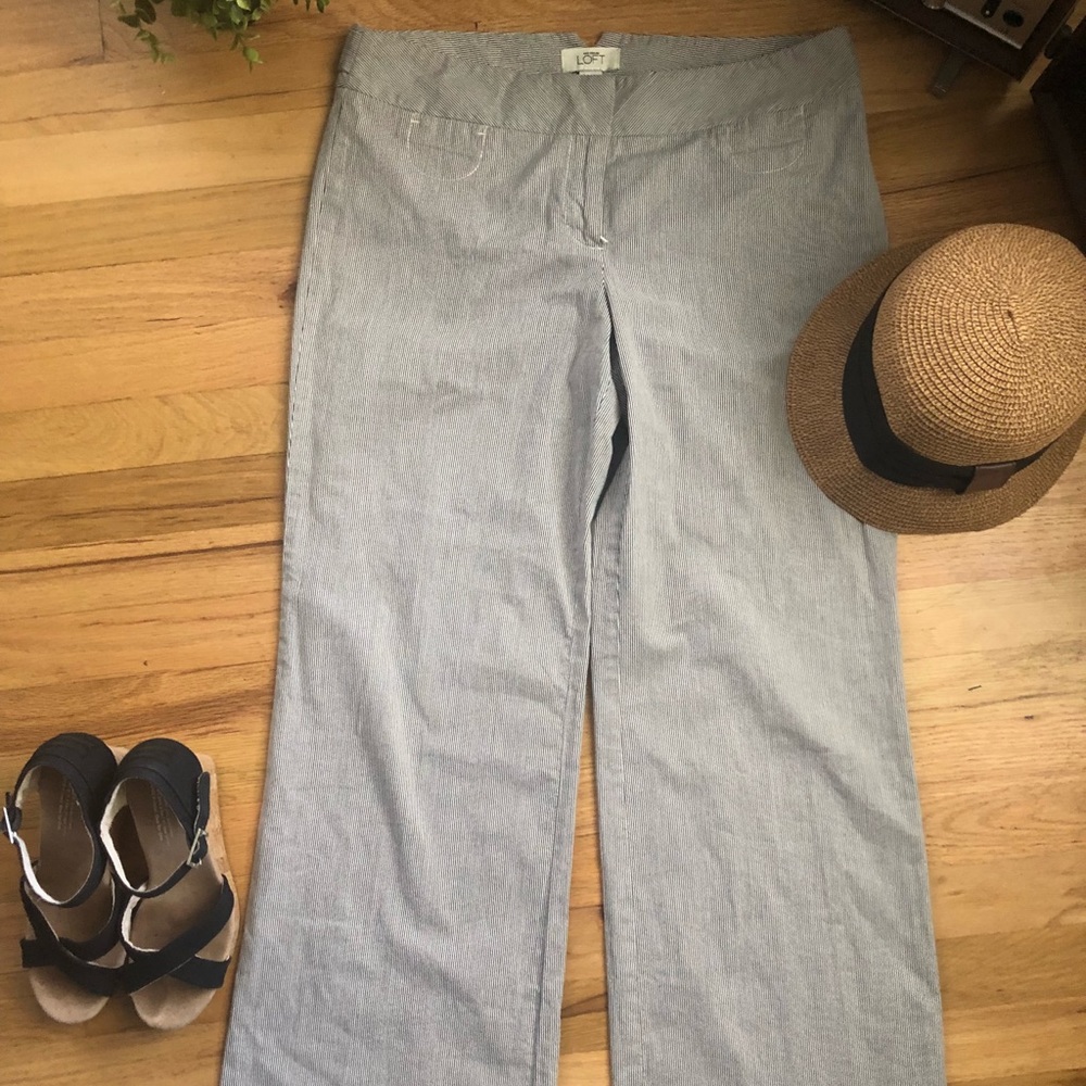 Ann Taylor LOFT seersucker wide leg trousers.